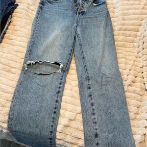 Pistola Light Blue Distressed Straight Leg Jeans